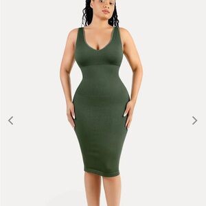 Popilush bodycon Olive Green Midi Dress